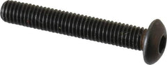 Made in USA - #10-32 UNF Hex Socket Drive, Button Screw - Alloy Steel, Black Oxide Finish, Fully Threaded, 1-1/4" Length Under Head - Eagle Tool & Supply