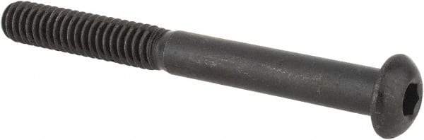 Made in USA - 1/4-20 UNC Hex Socket Drive, Button Screw - Alloy Steel, Black Oxide Finish, Fully Threaded, 2-1/2" Length Under Head - Eagle Tool & Supply