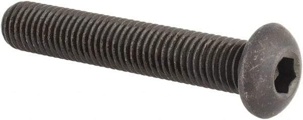 Made in USA - 1/4-28 UNF Hex Socket Drive, Button Screw - Alloy Steel, Black Oxide Finish, Fully Threaded, 1-1/2" Length Under Head - Eagle Tool & Supply