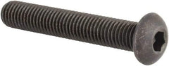 Made in USA - 1/4-28 UNF Hex Socket Drive, Button Screw - Alloy Steel, Black Oxide Finish, Fully Threaded, 1-1/2" Length Under Head - Eagle Tool & Supply