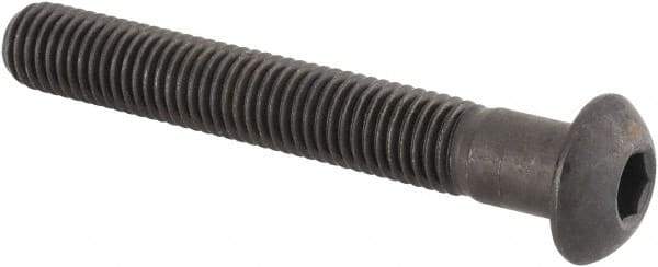Made in USA - 1/4-28 UNF Hex Socket Drive, Button Screw - Alloy Steel, Black Oxide Finish, Fully Threaded, 1-3/4" Length Under Head - Eagle Tool & Supply