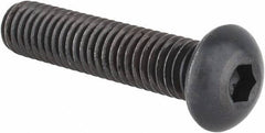 Made in USA - 3/8-16 UNC Hex Socket Drive, Button Screw - Alloy Steel, Black Oxide Finish, Fully Threaded, 1-3/4" Length Under Head - Eagle Tool & Supply