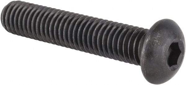 Made in USA - 3/8-16 UNC Hex Socket Drive, Button Screw - Alloy Steel, Black Oxide Finish, Fully Threaded, 2" Length Under Head - Eagle Tool & Supply