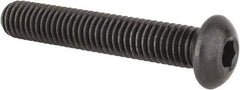 Made in USA - 3/8-16 UNC Hex Socket Drive, Button Screw - Alloy Steel, Black Oxide Finish, Fully Threaded, 2-1/4" Length Under Head - Eagle Tool & Supply