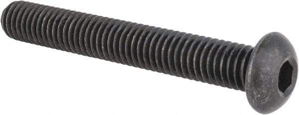 Made in USA - 3/8-16 UNC Hex Socket Drive, Button Screw - Alloy Steel, Black Oxide Finish, Fully Threaded, 2-3/4" Length Under Head - Eagle Tool & Supply