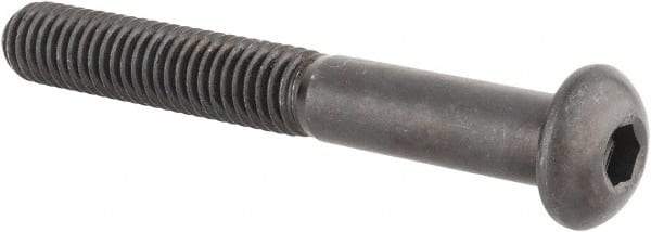 Made in USA - 3/8-16 UNC Hex Socket Drive, Button Screw - Alloy Steel, Black Oxide Finish, Fully Threaded, 3" Length Under Head - Eagle Tool & Supply