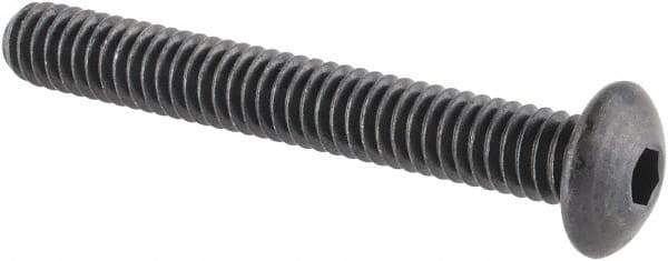 Made in USA - #8-32 UNC Hex Socket Drive, Button Screw - Alloy Steel, Black Oxide Finish, Fully Threaded, 1-1/4" Length Under Head - Eagle Tool & Supply