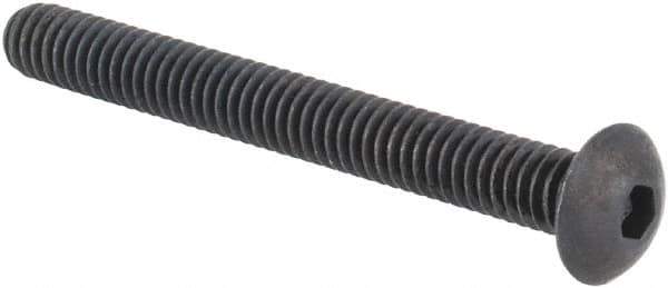 Made in USA - #8-32 UNC Hex Socket Drive, Button Screw - Alloy Steel, Black Oxide Finish, Fully Threaded, 1-1/2" Length Under Head - Eagle Tool & Supply