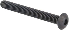 Made in USA - #8-32 UNC Hex Socket Drive, Button Screw - Alloy Steel, Black Oxide Finish, Fully Threaded, 1-1/2" Length Under Head - Eagle Tool & Supply