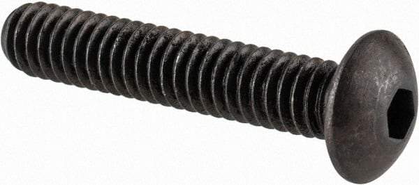 Made in USA - #8-32 UNC Hex Socket Drive, Button Screw - Alloy Steel, Black Oxide Finish, Fully Threaded, 7/8" Length Under Head - Eagle Tool & Supply