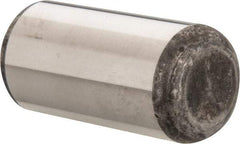 Made in USA - 1" Diam x 2" Pin Length Grade 8 Alloy Steel Standard Dowel Pin - Bright Finish, C 47-58 & C 60 (Surface) Hardness, 117,800 Lb (Single Shear), 235,600 Lb (Double Shear) Breaking Strength, 1 Beveled & 1 Rounded End - Eagle Tool & Supply