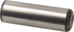 Made in USA - 1" Diam x 3" Pin Length Grade 8 Alloy Steel Standard Dowel Pin - Bright Finish, C 47-58 & C 60 (Surface) Hardness, 117,800 Lb (Single Shear), 235,600 Lb (Double Shear) Breaking Strength, 1 Beveled & 1 Rounded End - Eagle Tool & Supply