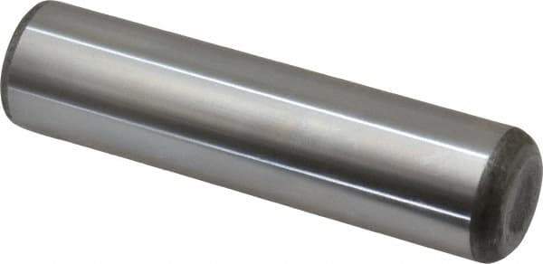 Made in USA - 1" Diam x 4" Pin Length Grade 8 Alloy Steel Standard Dowel Pin - Bright Finish, C 47-58 & C 60 (Surface) Hardness, 117,800 Lb (Single Shear), 235,600 Lb (Double Shear) Breaking Strength, 1 Beveled & 1 Rounded End - Eagle Tool & Supply