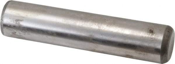 Made in USA - 1" Diam x 4-1/2" Pin Length Grade 8 Alloy Steel Standard Dowel Pin - Bright Finish, C 47-58 & C 60 (Surface) Hardness, 117,800 Lb (Single Shear), 235,600 Lb (Double Shear) Breaking Strength, 1 Beveled & 1 Rounded End - Eagle Tool & Supply
