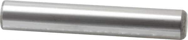 Made in USA - 1" Diam x 6" Pin Length Grade 8 Alloy Steel Standard Dowel Pin - Bright Finish, C 47-58 & C 60 (Surface) Hardness, 117,800 Lb (Single Shear), 235,600 Lb (Double Shear) Breaking Strength, 1 Beveled & 1 Rounded End - Eagle Tool & Supply