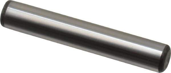Made in USA - 3/8" Diam x 2-1/4" Pin Length Grade 8 Alloy Steel Standard Dowel Pin - Bright Finish, C 47-58 & C 60 (Surface) Hardness, 16,550 Lb (Single Shear), 33,100 Lb (Double Shear) Breaking Strength, 1 Beveled & 1 Rounded End - Eagle Tool & Supply