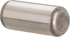 Made in USA - 7/16" Diam x 1" Pin Length Grade 8 Alloy Steel Standard Dowel Pin - Bright Finish, C 47-58 & C 60 (Surface) Hardness, 22,550 Lb (Single Shear), 45,100 Lb (Double Shear) Breaking Strength, 1 Beveled & 1 Rounded End - Eagle Tool & Supply