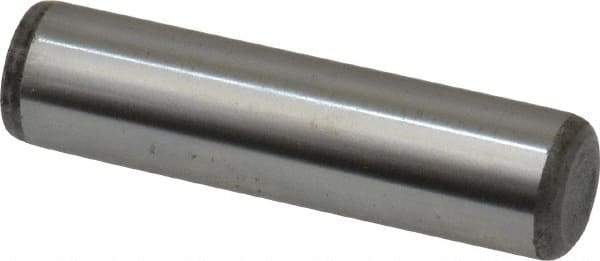 Made in USA - 7/16" Diam x 1-3/4" Pin Length Grade 8 Alloy Steel Standard Dowel Pin - Bright Finish, C 47-58 & C 60 (Surface) Hardness, 22,550 Lb (Single Shear), 45,100 Lb (Double Shear) Breaking Strength, 1 Beveled & 1 Rounded End - Eagle Tool & Supply