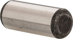 Made in USA - 1/2" Diam x 1-1/4" Pin Length Grade 8 Alloy Steel Standard Dowel Pin - Bright Finish, C 47-58 & C 60 (Surface) Hardness, 29,450 Lb (Single Shear), 58,900 Lb (Double Shear) Breaking Strength, 1 Beveled & 1 Rounded End - Eagle Tool & Supply