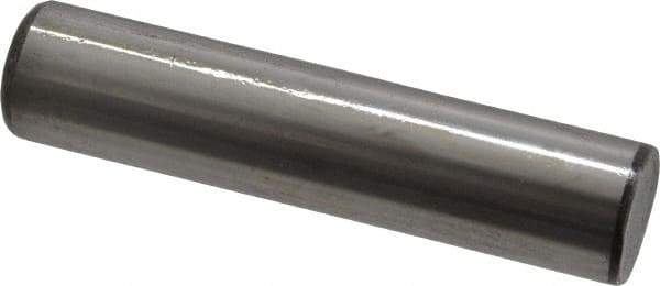 Made in USA - 1/2" Diam x 2-1/4" Pin Length Grade 8 Alloy Steel Standard Dowel Pin - Bright Finish, C 47-58 & C 60 (Surface) Hardness, 29,450 Lb (Single Shear), 58,900 Lb (Double Shear) Breaking Strength, 1 Beveled & 1 Rounded End - Eagle Tool & Supply