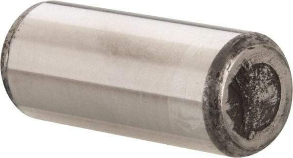 Made in USA - 5/8" Diam x 1-1/2" Pin Length Grade 8 Alloy Steel Standard Dowel Pin - Bright Finish, C 47-58 & C 60 (Surface) Hardness, 46,000 Lb (Single Shear), 92,000 Lb (Double Shear) Breaking Strength, 1 Beveled & 1 Rounded End - Eagle Tool & Supply