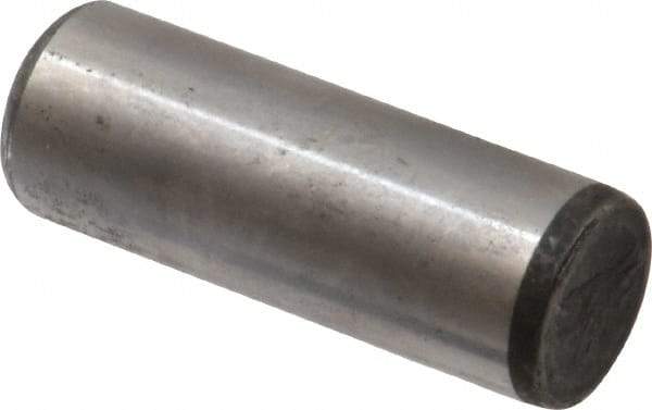 Made in USA - 5/8" Diam x 1-3/4" Pin Length Grade 8 Alloy Steel Standard Dowel Pin - Bright Finish, C 47-58 & C 60 (Surface) Hardness, 46,000 Lb (Single Shear), 92,000 Lb (Double Shear) Breaking Strength, 1 Beveled & 1 Rounded End - Eagle Tool & Supply