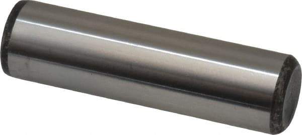 Made in USA - 5/8" Diam x 2-1/4" Pin Length Grade 8 Alloy Steel Standard Dowel Pin - Bright Finish, C 47-58 & C 60 (Surface) Hardness, 46,000 Lb (Single Shear), 92,000 Lb (Double Shear) Breaking Strength, 1 Beveled & 1 Rounded End - Eagle Tool & Supply