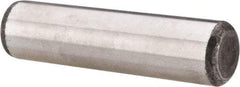 Made in USA - 5/8" Diam x 2-1/2" Pin Length Grade 8 Alloy Steel Standard Dowel Pin - Bright Finish, C 47-58 & C 60 (Surface) Hardness, 46,000 Lb (Single Shear), 92,000 Lb (Double Shear) Breaking Strength, 1 Beveled & 1 Rounded End - Eagle Tool & Supply