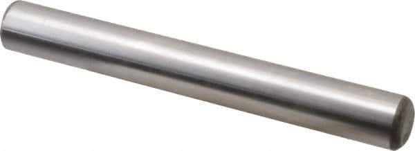 Made in USA - 5/8" Diam x 5" Pin Length Grade 8 Alloy Steel Standard Dowel Pin - Bright Finish, C 47-58 & C 60 (Surface) Hardness, 46,000 Lb (Single Shear), 92,000 Lb (Double Shear) Breaking Strength, 1 Beveled & 1 Rounded End - Eagle Tool & Supply
