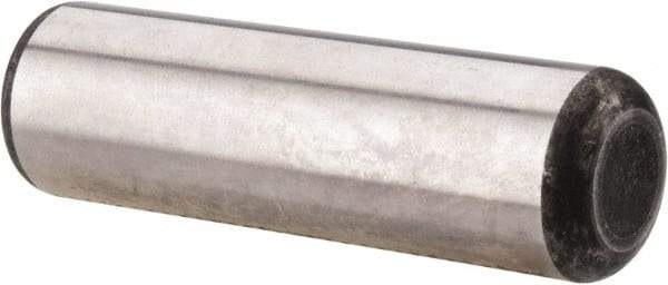 Made in USA - 3/4" Diam x 2-1/2" Pin Length Grade 8 Alloy Steel Standard Dowel Pin - Bright Finish, C 47-58 & C 60 (Surface) Hardness, 132,400 Lb (Double Shear), 66,200 Lb (Single Shear) Breaking Strength, 1 Beveled & 1 Rounded End - Eagle Tool & Supply