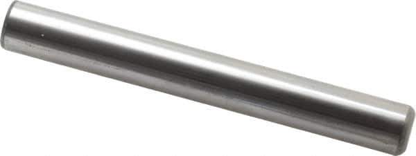 Made in USA - 3/4" Diam x 6" Pin Length Grade 8 Alloy Steel Standard Dowel Pin - Bright Finish, C 47-58 & C 60 (Surface) Hardness, 132,400 Lb (Double Shear), 66,200 Lb (Single Shear) Breaking Strength, 1 Beveled & 1 Rounded End - Eagle Tool & Supply