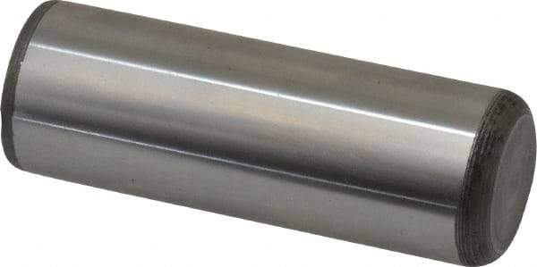 Made in USA - 7/8" Diam x 2-1/2" Pin Length Grade 8 Alloy Steel Standard Dowel Pin - Bright Finish, C 47-58 & C 60 (Surface) Hardness, 180,400 Lb (Double Shear), 90,200 Lb (Single Shear) Breaking Strength, 1 Beveled & 1 Rounded End - Eagle Tool & Supply