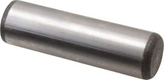 Made in USA - 7/8" Diam x 3" Pin Length Grade 8 Alloy Steel Standard Dowel Pin - Bright Finish, C 47-58 & C 60 (Surface) Hardness, 180,400 Lb (Double Shear), 90,200 Lb (Single Shear) Breaking Strength, 1 Beveled & 1 Rounded End - Eagle Tool & Supply