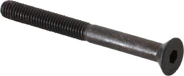 Made in USA - #10-32 UNF Hex Socket Drive, 82° Flat Screw - Alloy Steel, Black Oxide Finish, Partially Threaded, 2" OAL - Eagle Tool & Supply