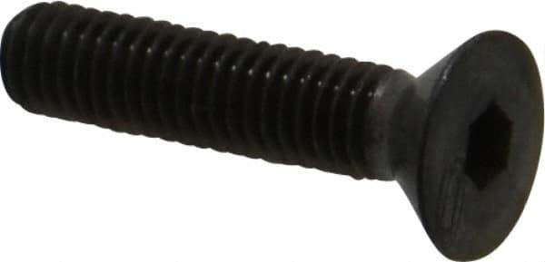 Made in USA - #10-32 UNF Hex Socket Drive, 82° Flat Screw - Alloy Steel, Black Oxide Finish, Fully Threaded, 7/8" OAL - Eagle Tool & Supply