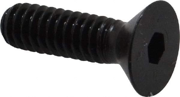 Made in USA - 1/4-20 UNC Hex Socket Drive, 82° Flat Screw - Alloy Steel, Black Oxide Finish, Fully Threaded, 7/8" OAL - Eagle Tool & Supply