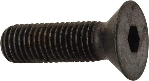 Made in USA - 1/4-28 UNF Hex Socket Drive, 82° Flat Screw - Alloy Steel, Black Oxide Finish, Fully Threaded, 7/8" OAL - Eagle Tool & Supply