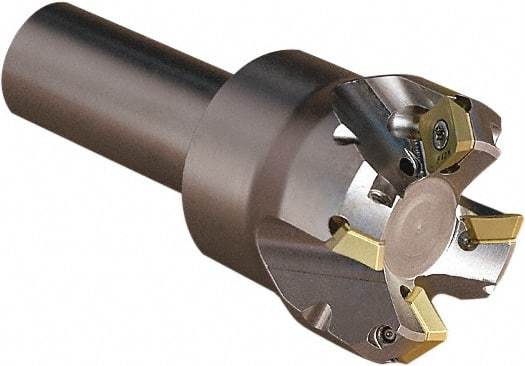 Seco - 45° Lead Angle, 1.654" Max Cut Diam, 4.5mm Max Depth of Cut, Indexable Chamfer and Angle End Mill - 4 Inserts, 3.543" Overall Length, Through Coolant - Eagle Tool & Supply