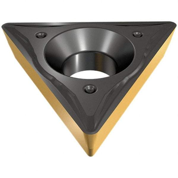 Iscar - TPMT2-0 Grade IC830 Carbide Turning Insert - TiAlN/AlTiN/TiN Finish, 60° Triangle, 6.35mm Inscr Circle, 2.38mm Thick, 0.2mm Corner Radius - Eagle Tool & Supply