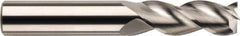 SGS - 1/2", 5/8" LOC, 1/2" Shank Diam, 6" OAL, 3 Flute, Solid Carbide Square End Mill - Single End, Uncoated, Spiral Flute, 38° Helix, Centercutting, Right Hand Cut, Right Hand Flute, Series 43L - Eagle Tool & Supply