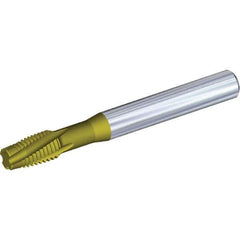 Kennametal - 3/8-16 UNC 4 Flute 3B Plug Spiral Flute Tap - Solid Carbide, TiAlN/TiN Finish, 3.54" OAL, Left Hand Flute, Right Hand Thread - Eagle Tool & Supply