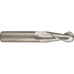 SGS - 14mm Diam, 26mm LOC, 2 Flute Solid Carbide Ball End Mill - Uncoated, Single End, 83mm OAL, 14mm Shank Diam, Spiral Flute - Eagle Tool & Supply