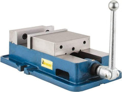 Interstate - 6" Jaw Width, 5-29/32" Jaw Opening Capacity, Horizontal Stationary Machine Vise - Manual Operation, 7,875 Lb Capacity, 1 Station, 16.85" Long x 4.72" High x 1-1/2" Deep, 1-1/2" Jaw Height, Cast Iron - Eagle Tool & Supply