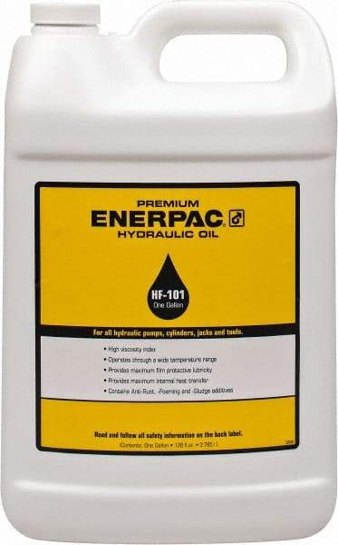 Enerpac - 1 Gal Bottle, Mineral Hydraulic Oil - ISO 32, <12,000 SUS at 0°F, 150 to 165 SUS at 100°F, 42 to 45 SUS at 210°F - Eagle Tool & Supply