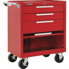 Kennedy - 3 Drawer 1,400 Lb Capacity Steel Tool Roller Cabinet - 27" Wide x 35" High x 18" Deep, Red - Eagle Tool & Supply