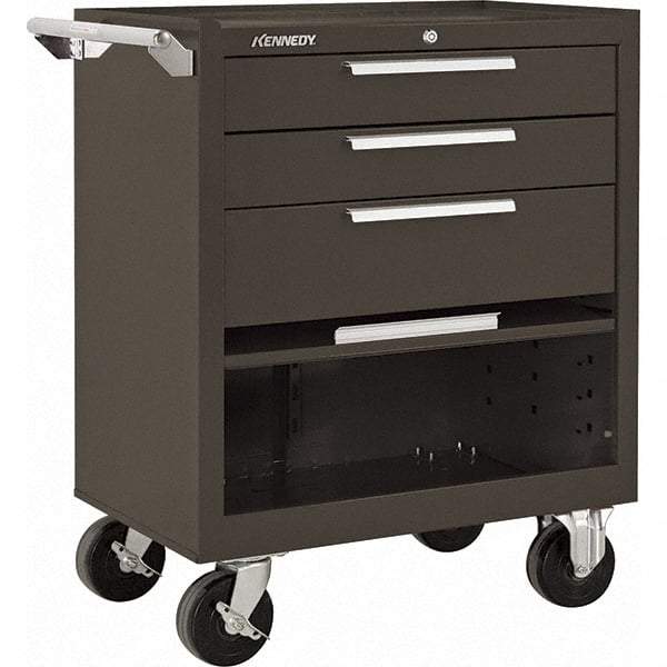 Kennedy - 3 Drawer 1,400 Lb Capacity Steel Tool Roller Cabinet - 27" Wide x 35" High x 18" Deep, Brown - Eagle Tool & Supply