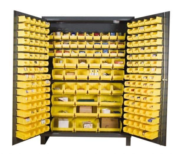 Durham - 3 Shelf 185 Bin Storage Cabinet - Steel, 60" Wide x 24" Deep x 84" High, Gray - Eagle Tool & Supply