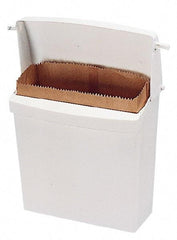 Rubbermaid - Plastic Feminine Hygiene Product Receptacle - 10-3/4" High x 12-1/2" Wide x 5-1/4" Deep, White - Eagle Tool & Supply