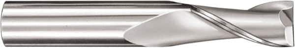 SGS - 12mm, 25mm LOC, 12mm Shank Diam, 75mm OAL, 2 Flute, Solid Carbide Square End Mill - Single End, Uncoated, Spiral Flute, 30° Helix, Centercutting, Right Hand Cut, Right Hand Flute, Series 3M - Eagle Tool & Supply