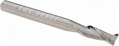 SGS - 1/8", 3/8" LOC, 1/8" Shank Diam, 1-1/2" OAL, 2 Flute, Solid Carbide Square End Mill - Single End, Uncoated, Spiral Flute, 30° Helix, Centercutting, Right Hand Cut, Right Hand Flute, Series 3 - Eagle Tool & Supply